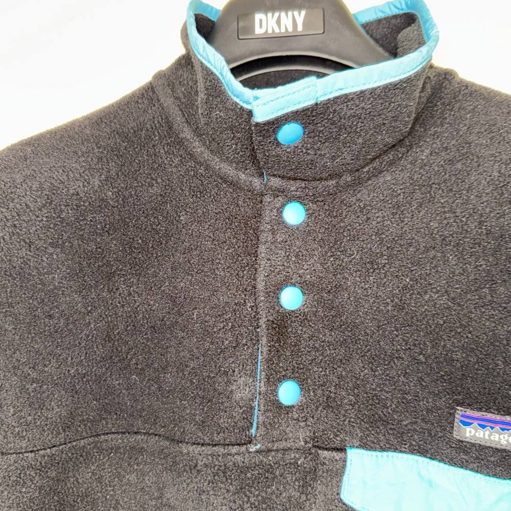Patagonia Fleece Snap-T Pullover Jacket Black Blue Women's Size M‎ - Picture 3 of 10